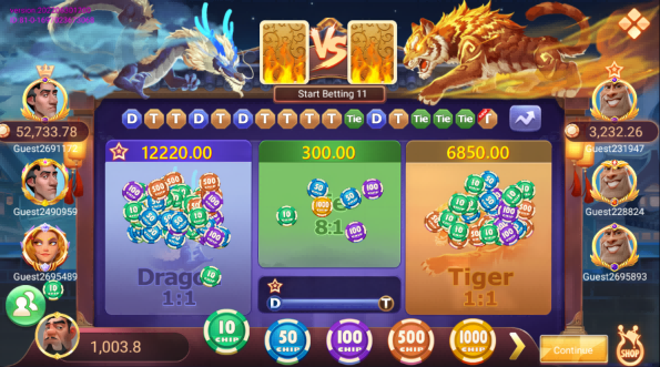 Teen Patti Online Dragon vs Tiger